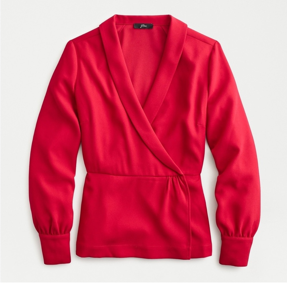 J.Crew Drapey Red Faux-Wrap Top
